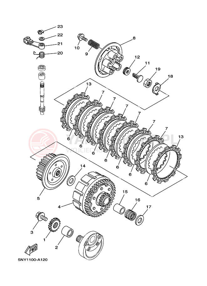 Schemat "sprzęgło" do Yamaha YZ125