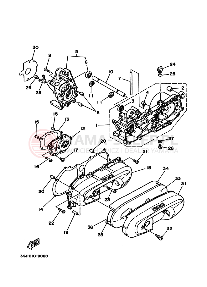 Schemat "Obudowa silnika" do Yamaha YG50D JOG D