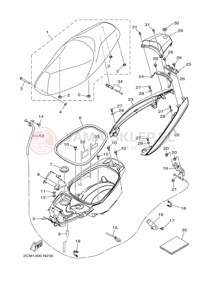 Schemat "siedzenie" do Yamaha TRICITY