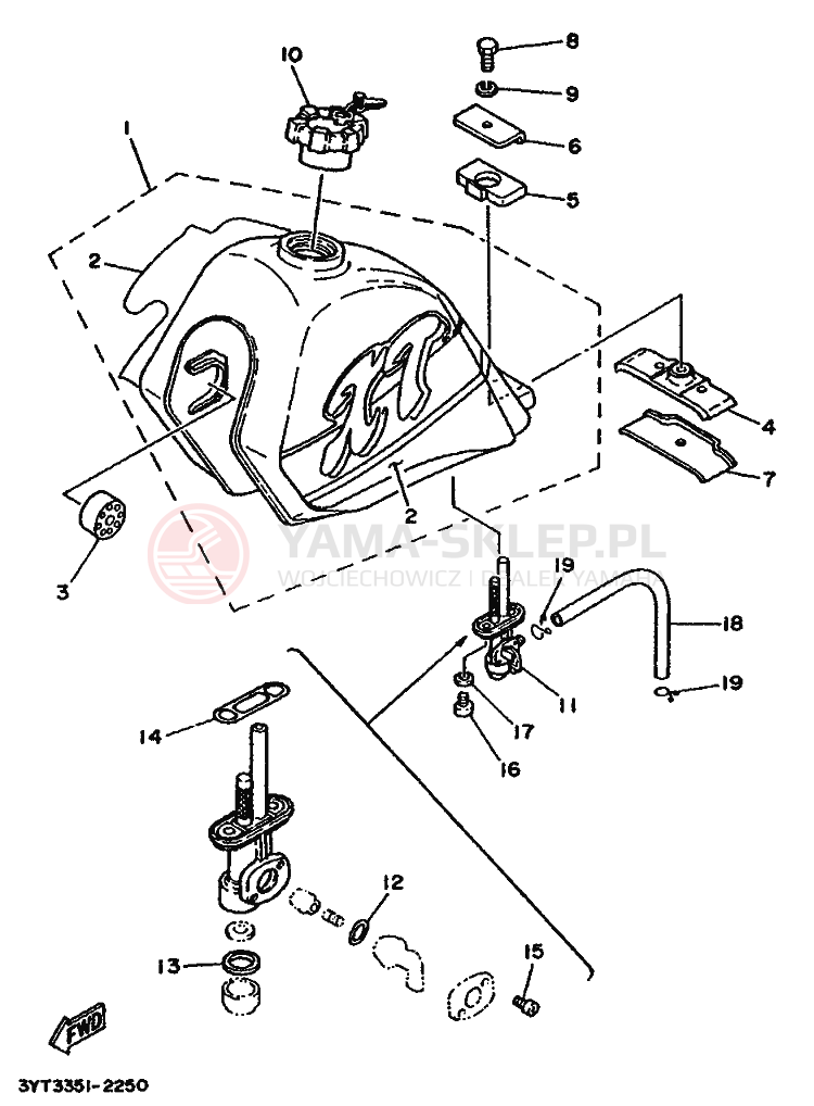 Schemat "zbiornik paliwa" do Yamaha XT350
