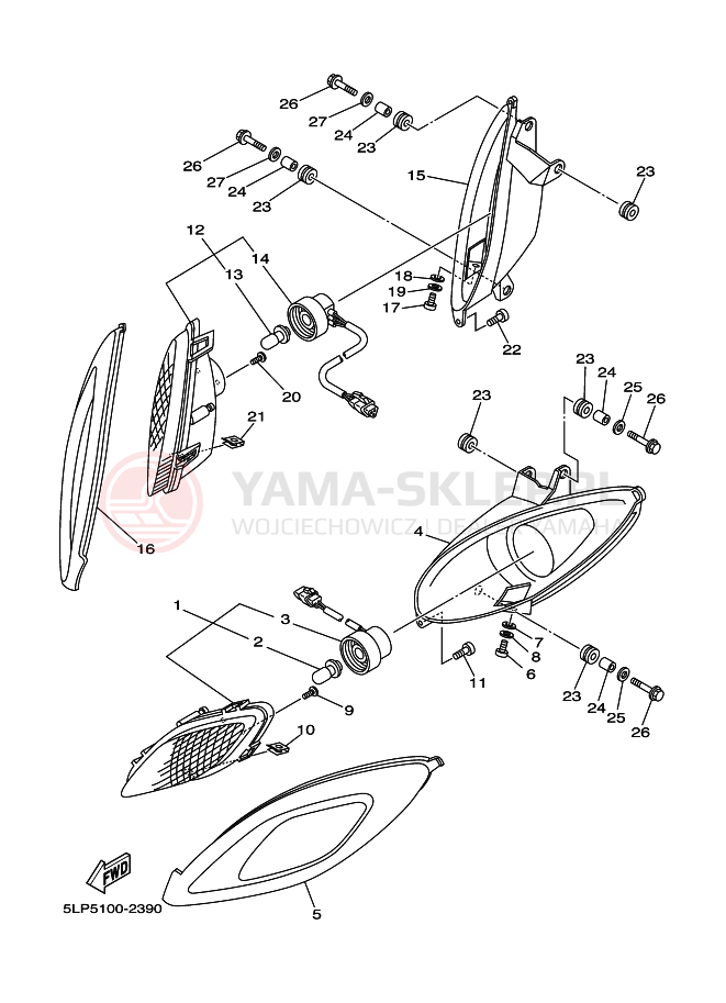 Schemat "Lampa przód" do Yamaha YFM660RS