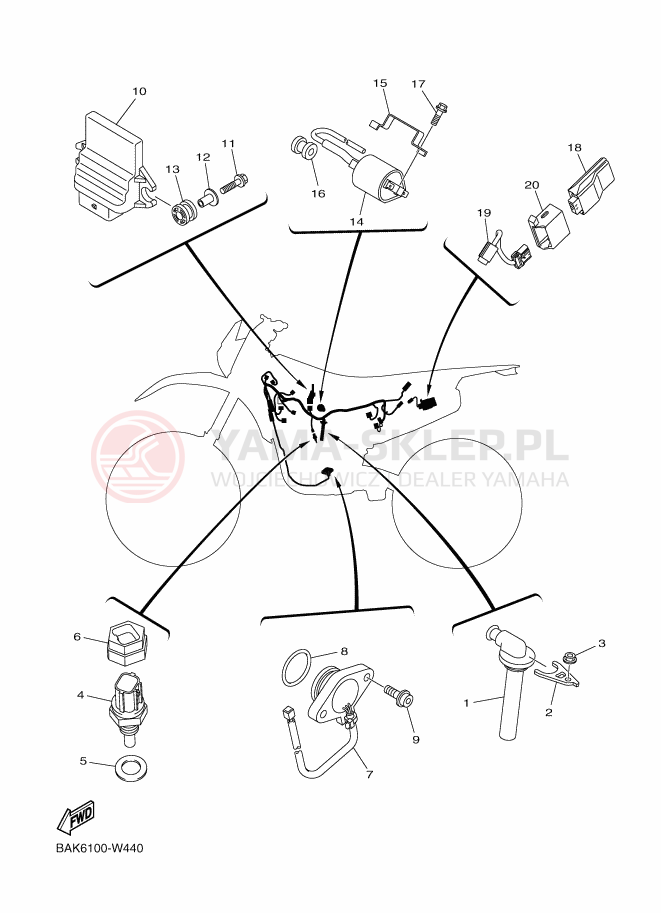 Schemat "układ elektryczny" do Yamaha WR250F