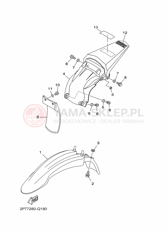 Schemat "błotnik" do Yamaha TT-R125LWE