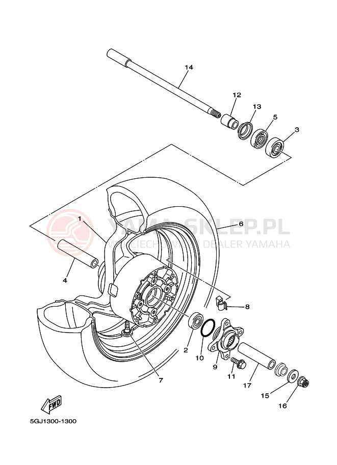 Schemat "Koło tył" do Yamaha TMAX