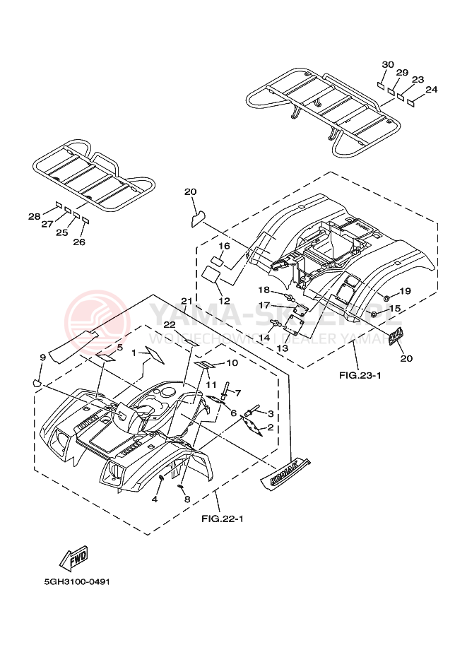 Schemat "naklejki" do Yamaha YFM400FA