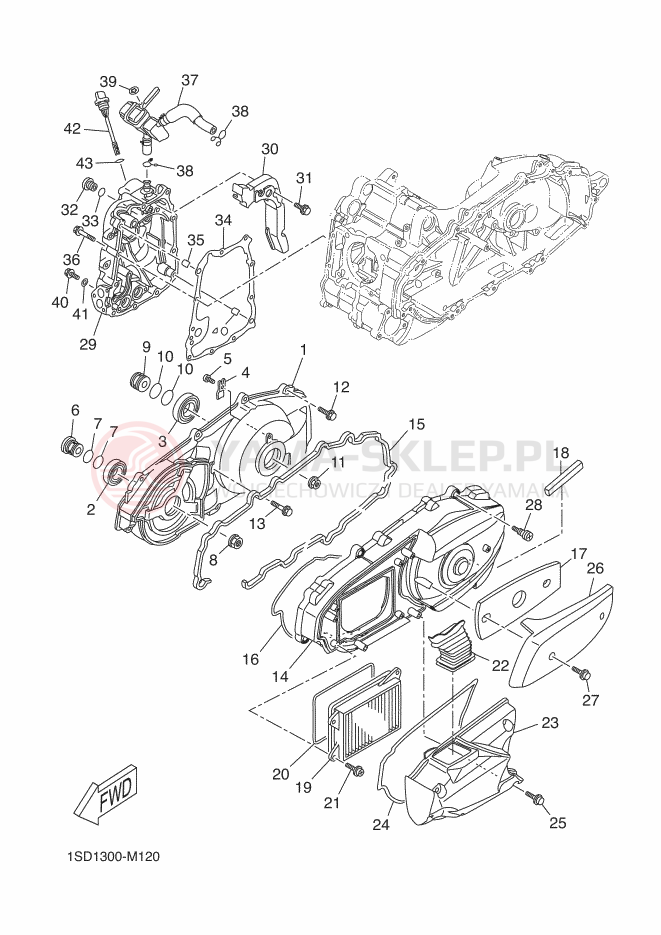 Schemat "Pokrywa silnika" do Yamaha X-MAX 400 ABS