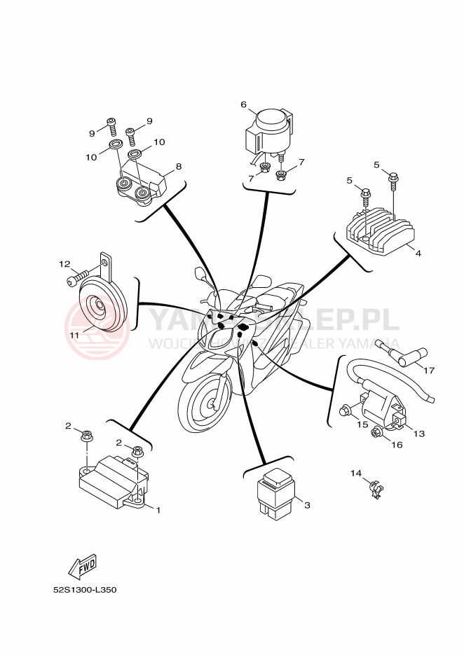 Schemat "układ elektryczny" do Yamaha XENTER 125