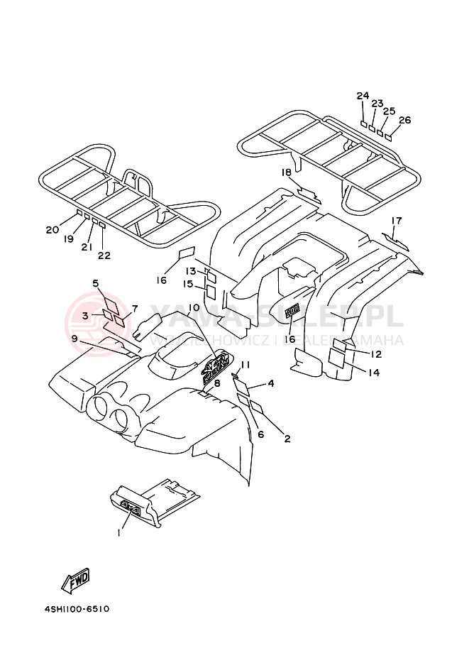 Schemat "naklejki" do Yamaha YFM400FW