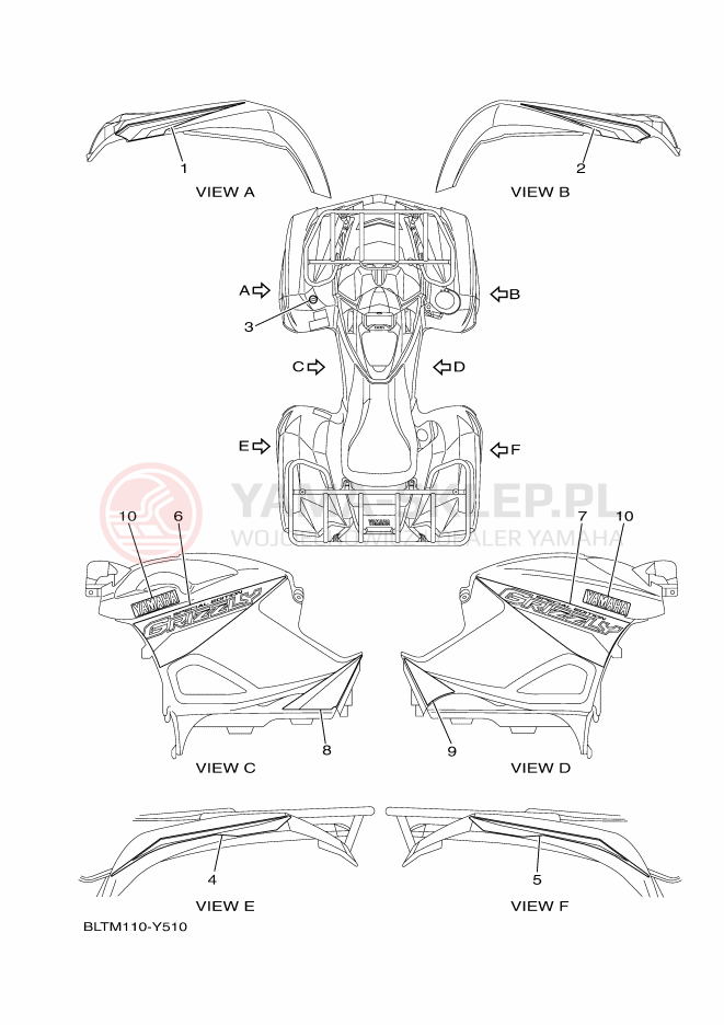 Schemat "Naklejki" do Yamaha GRIZZLY 700 EPS