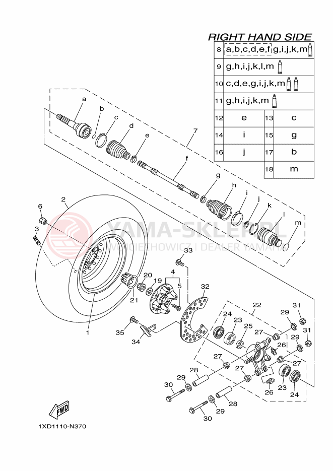 Schemat "TYLNE KOŁO 2" do Yamaha VIKING