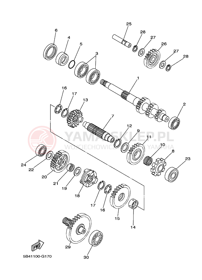 Schemat "Skrzynia biegów " do Yamaha RHINO 700 FI