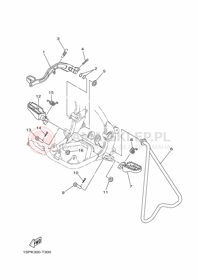 Schemat "Stopka postojowa i podnóżki" do Yamaha YZ85LW