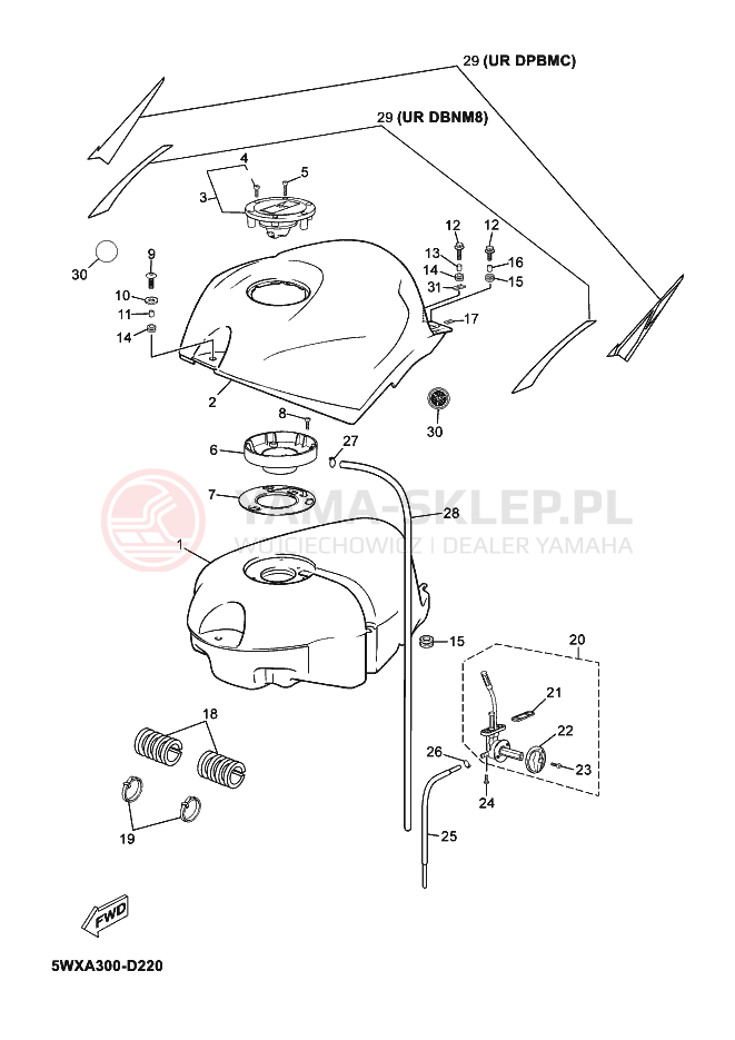 Schemat "zbiornik paliwa" do Yamaha TZR50