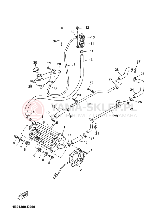 Schemat "Układ chlodzenia" do Yamaha XMAX 125