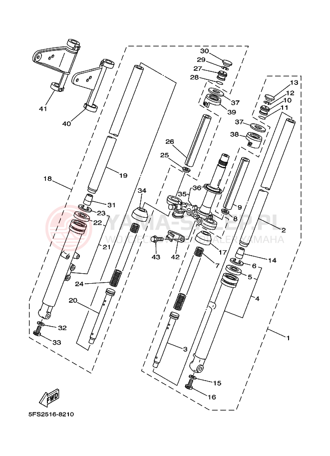 Schemat "Amortyzatory przód" do Yamaha RX115