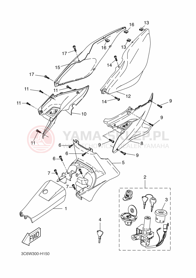 Schemat "Pokrywa boczna" do Yamaha AEROX 50TH