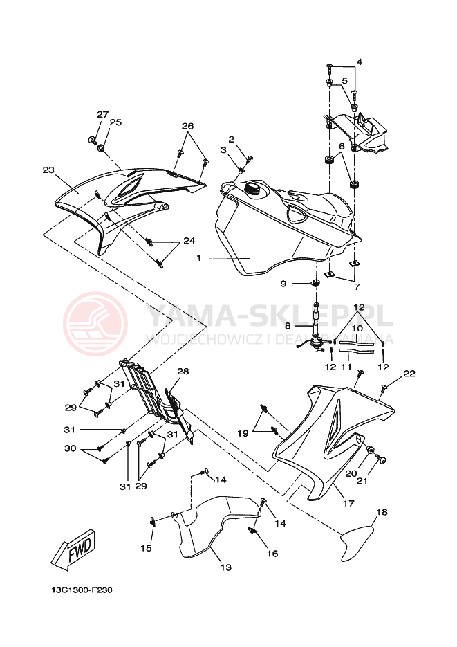 Schemat "zbiornik paliwa" do Yamaha DT50X