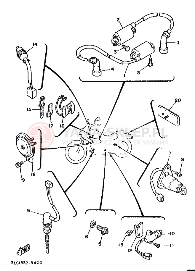 Schemat "układ elektryczny" do Yamaha XV240 VIRAGO