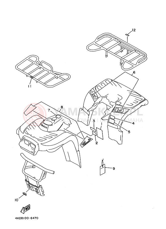 Schemat "naklejki" do Yamaha YFB250FW