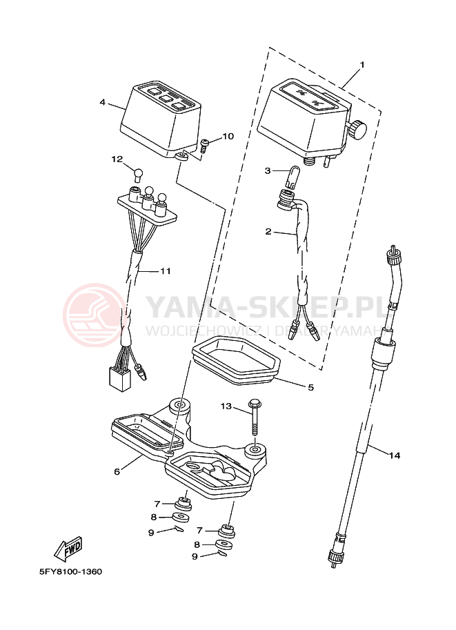 Schemat "licznik" do Yamaha TW200E TW200T
