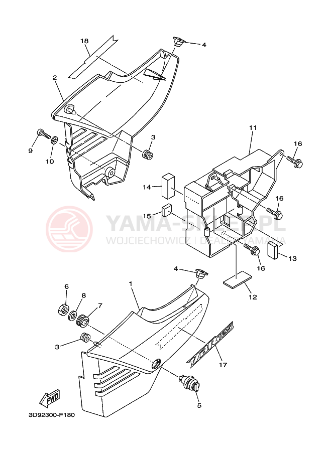 Schemat "Pokrywa boczna" do Yamaha YBR125ED