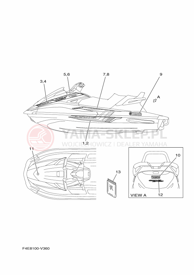 Schemat "Naklejki" do Yamaha VX CRUISER HO