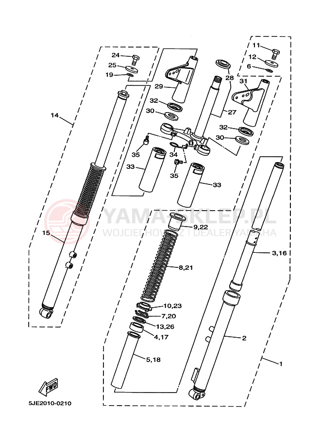Schemat "Amortyzatory przód" do Yamaha YB-1 YB1-4