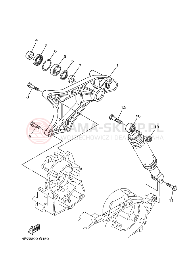Schemat "wahacz, zawieszenie tył" do Yamaha VITY