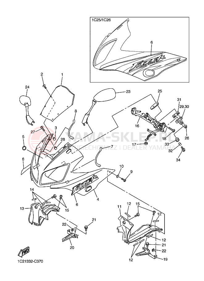 Schemat "elementy nadwozia" do Yamaha FZS1000 FAZER