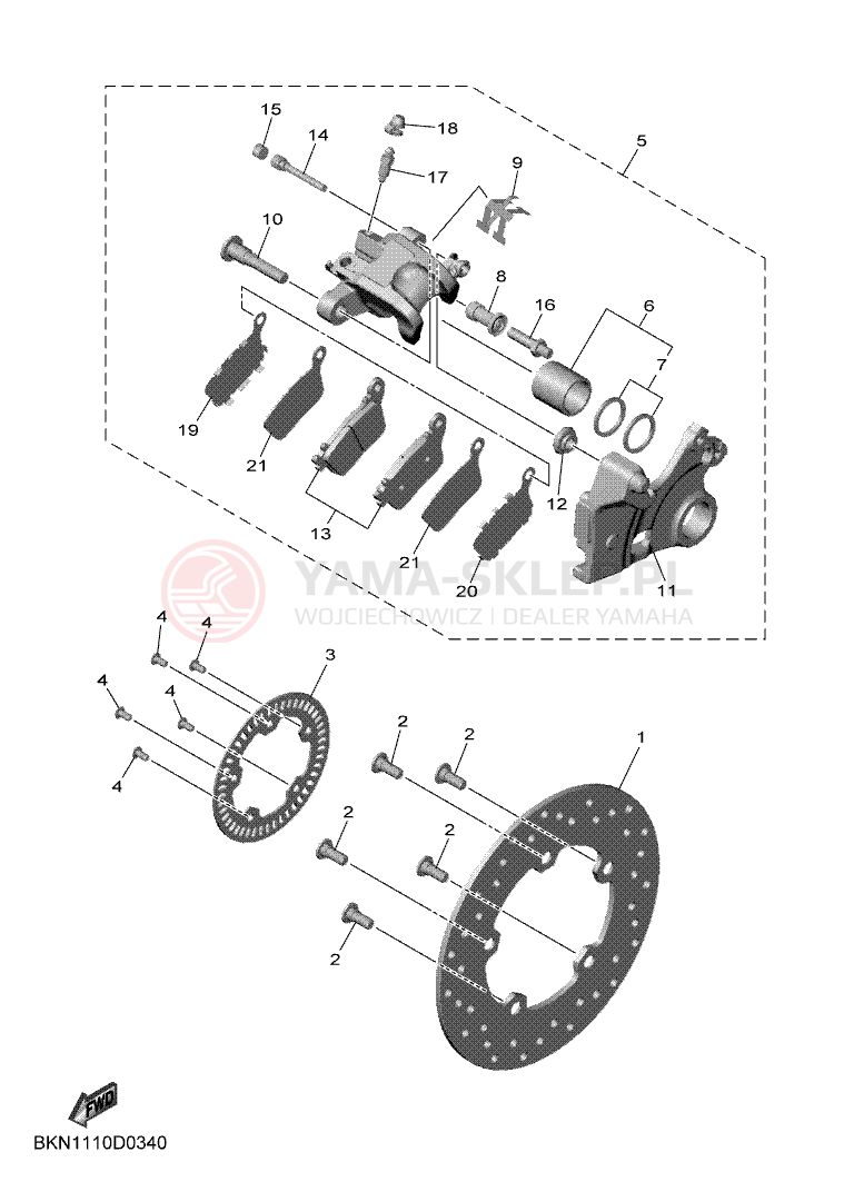 Schemat "Zacisk hamulcowy tylny" do Yamaha R9 35KW