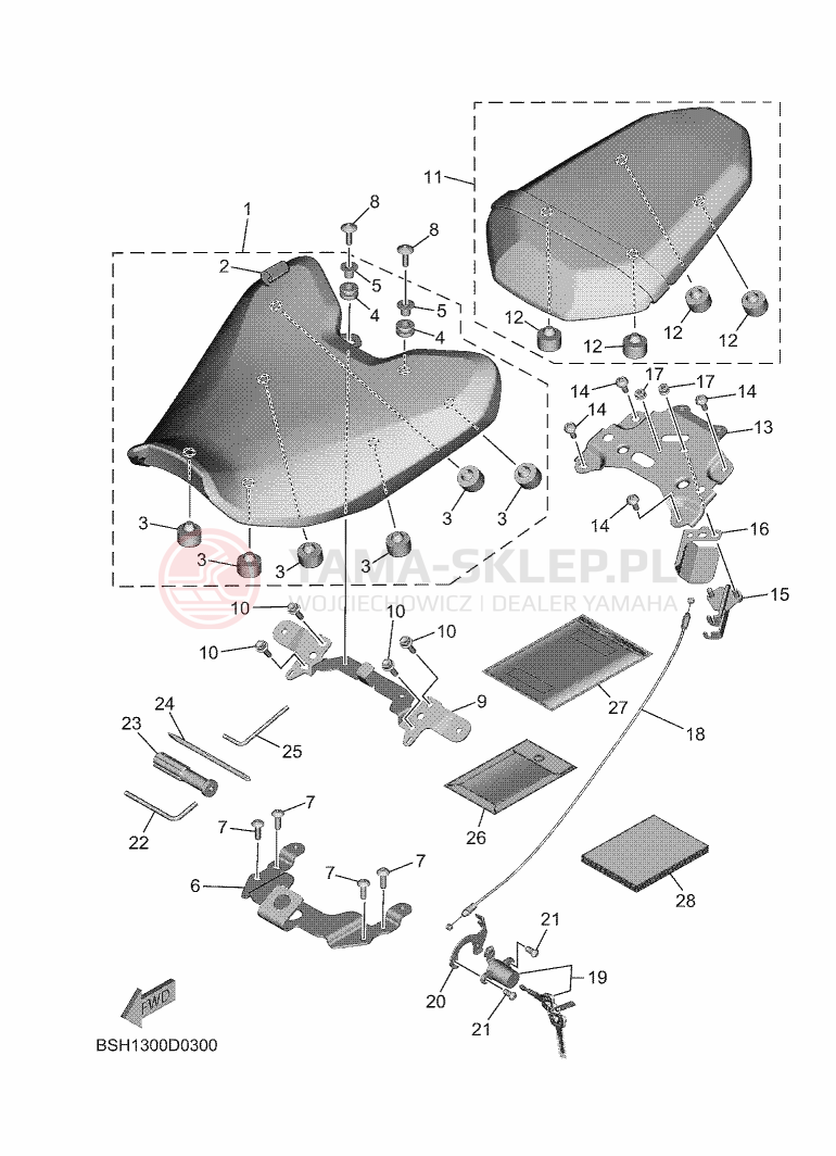 Schemat "siedzenie" do Yamaha MT-07 Y-AMT