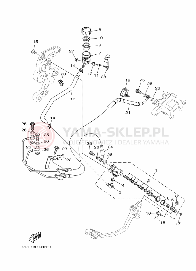 Schemat "Pompa hamulcowa tył" do Yamaha MT09A