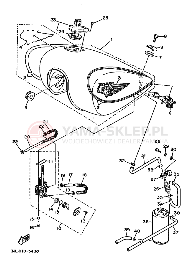Schemat "zbiornik paliwa" do Yamaha XV750 XV750J VIRAGO 750