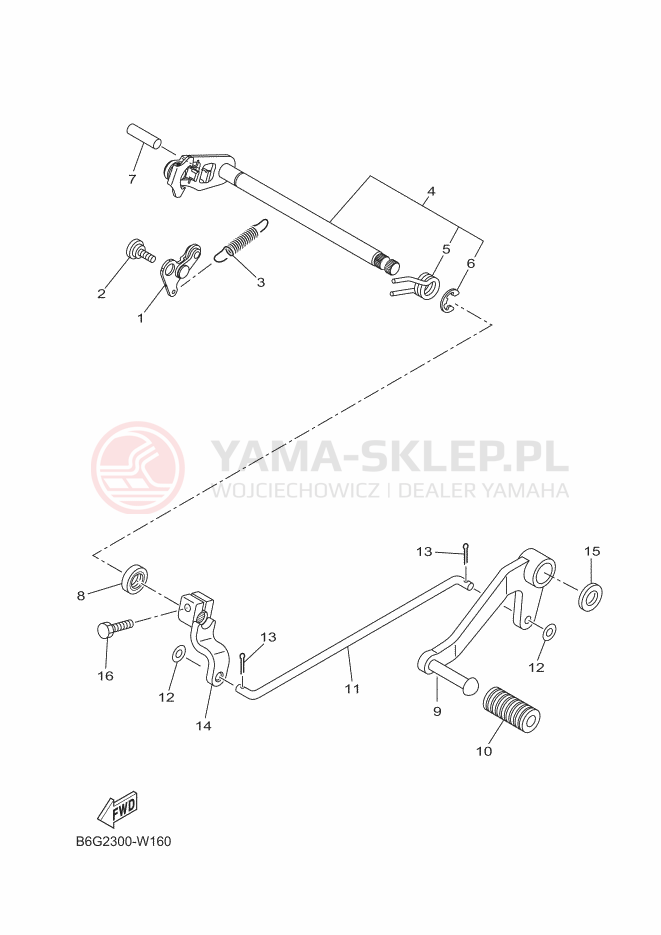 Schemat "Dźwignia zmiany biegów, wałek" do Yamaha MT-125