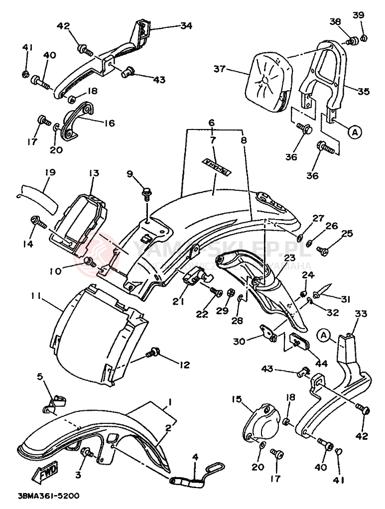 Schemat "błotnik" do Yamaha XV535S VIRAGO