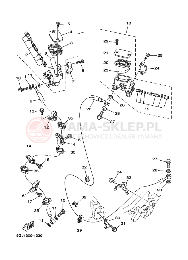 Schemat "Pompa hamulcowa przednia" do Yamaha TMAX