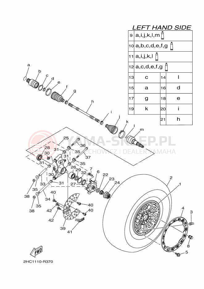 Schemat "Koło tył" do Yamaha YXZ1000R SE