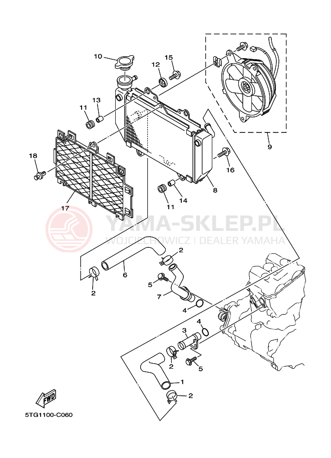 Schemat "Układ chlodzenia" do Yamaha YFZ450T