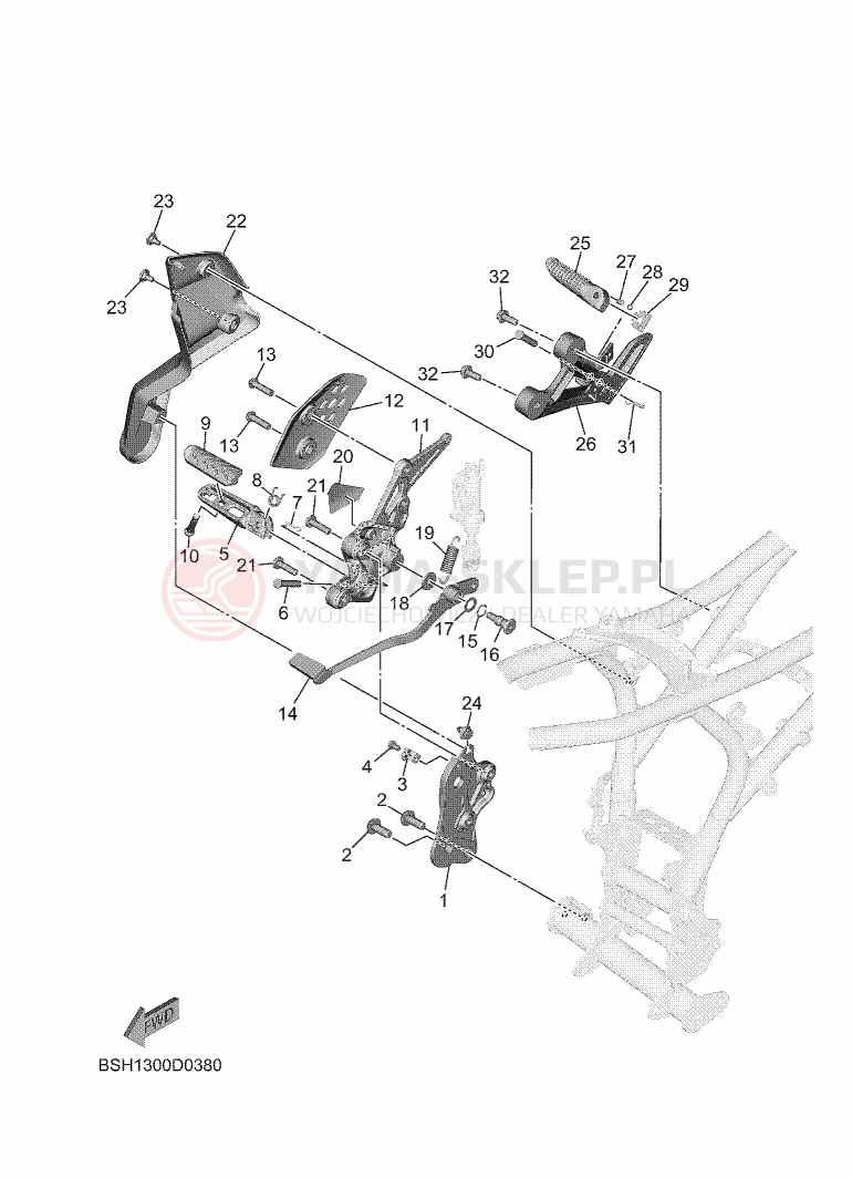 Schemat "PODPÓRKA I PODNÓŻEK 2" do Yamaha MT-07 Y-AMT
