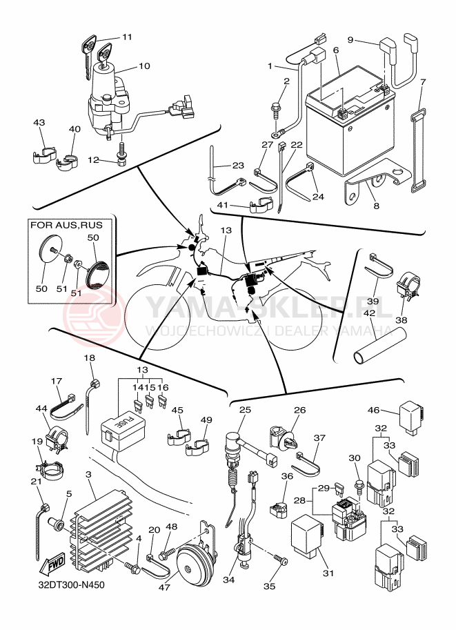 Schemat "układ elektryczny" do Yamaha WR250R