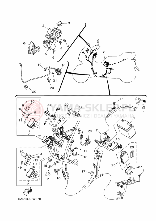Schemat "układ elektryczny" do Yamaha NMAX 125