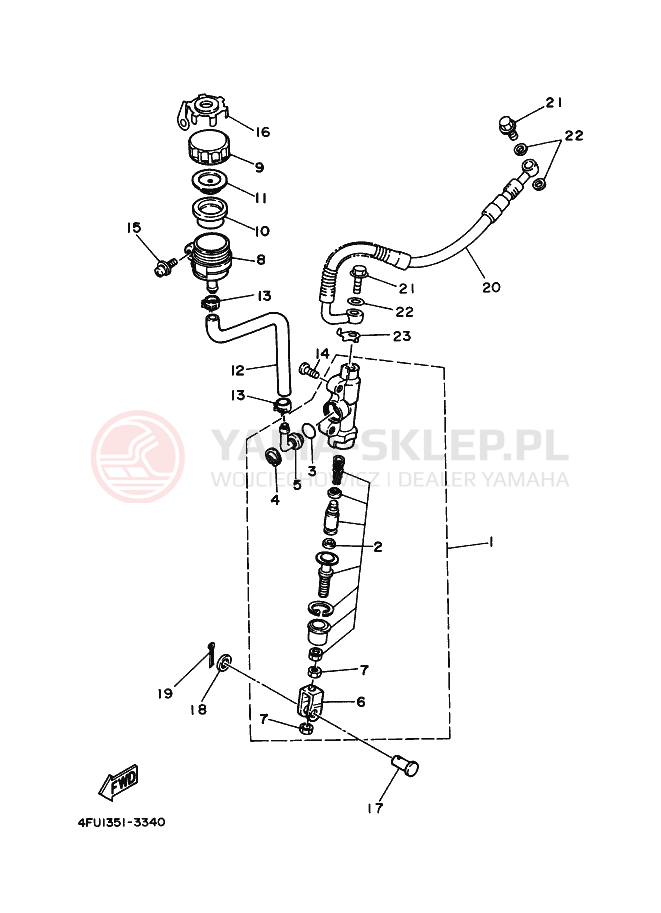 Schemat "Pompa hamulcowa tył" do Yamaha TDR125