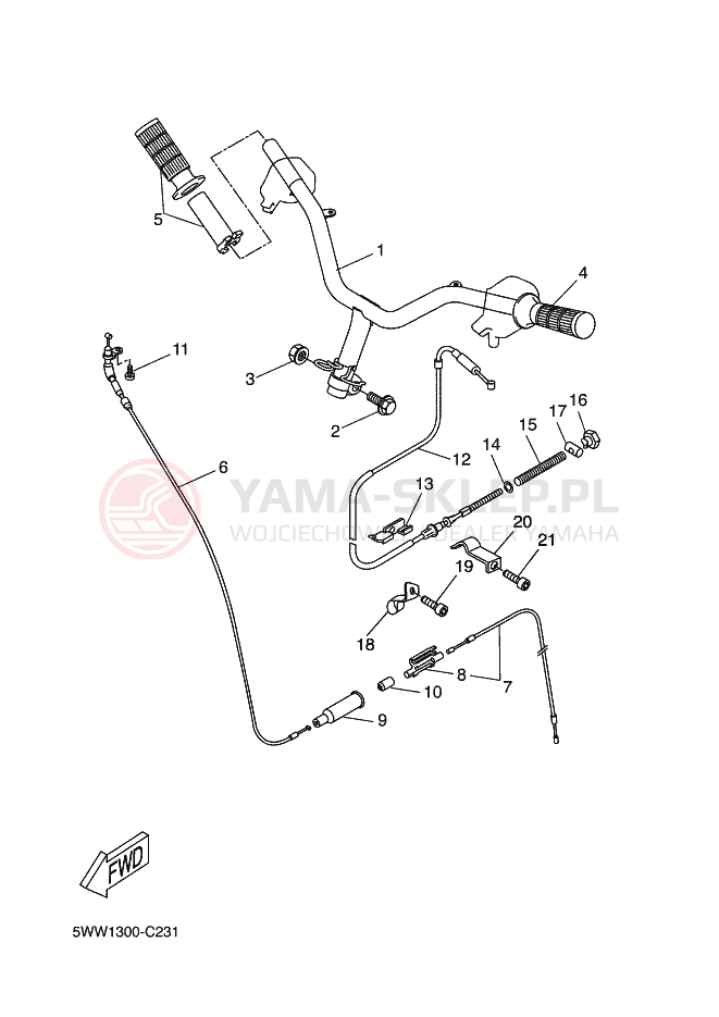 Schemat "Kierownica i osprzęt" do Yamaha BWS