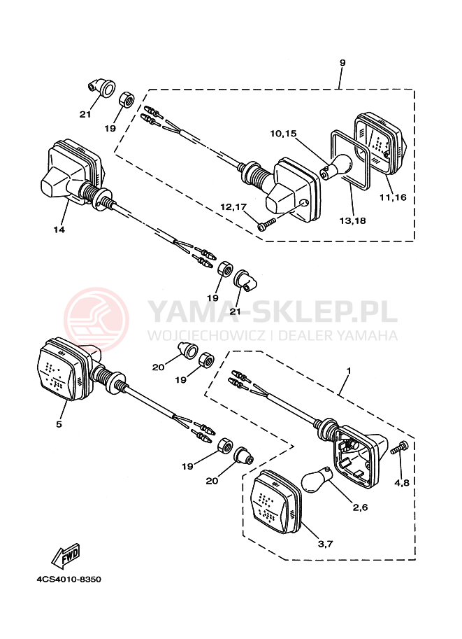 Schemat "kierunkowskazy" do Yamaha TW200