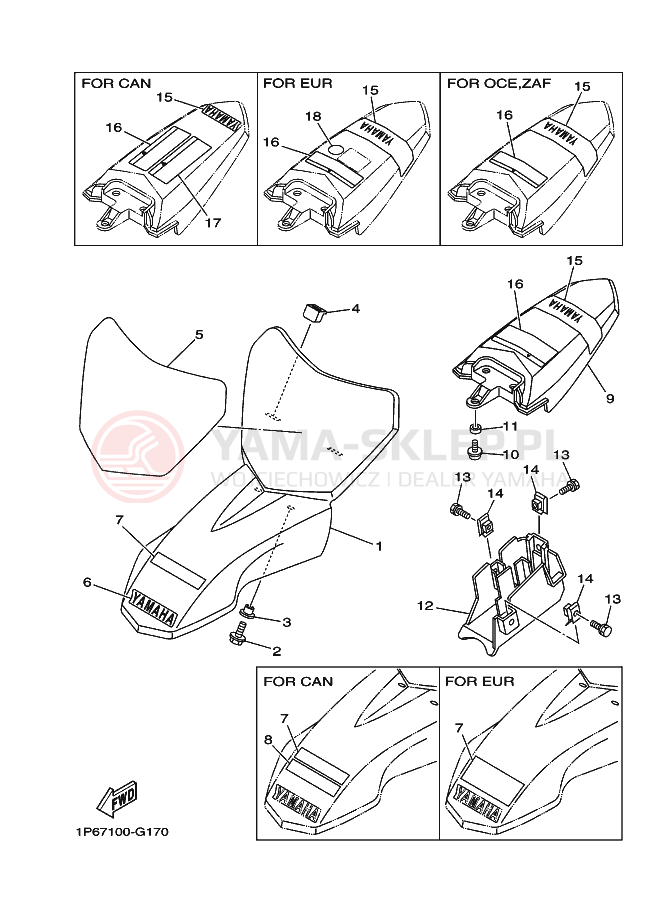 Schemat "błotnik" do Yamaha TT-R50E