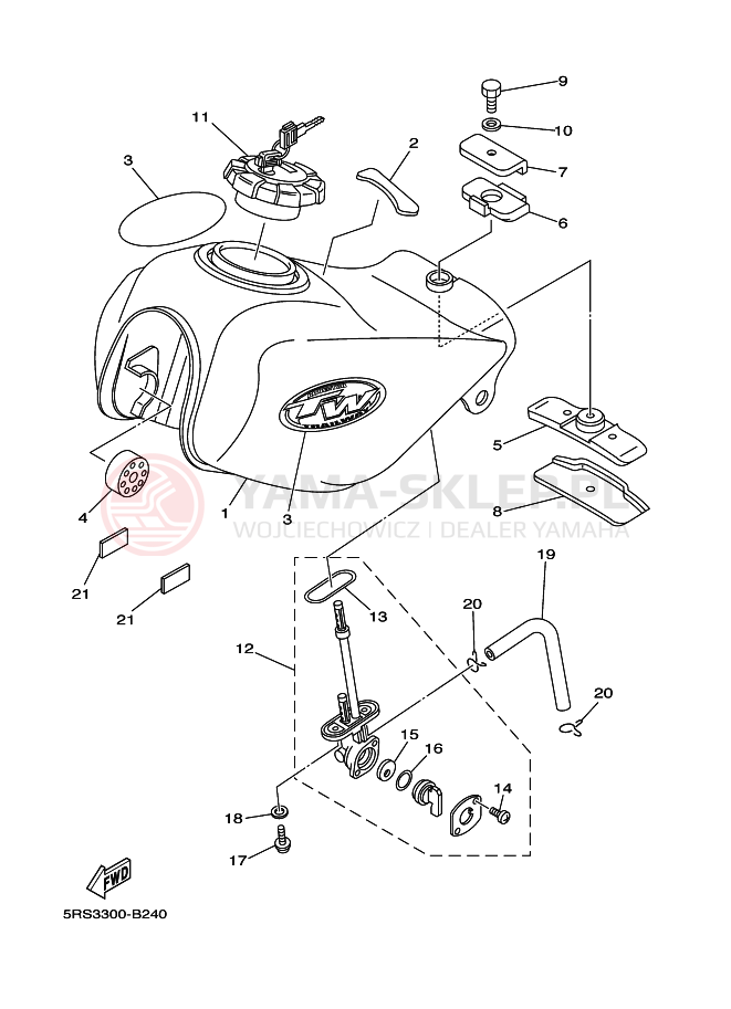 Schemat "zbiornik paliwa" do Yamaha TW125