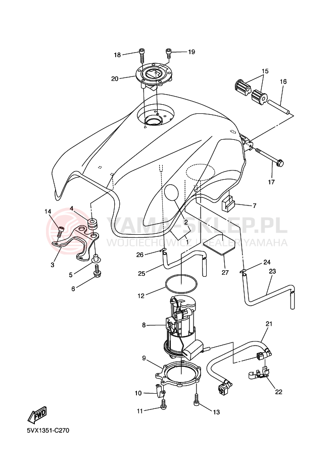 Schemat "zbiornik paliwa" do Yamaha FZ6-S