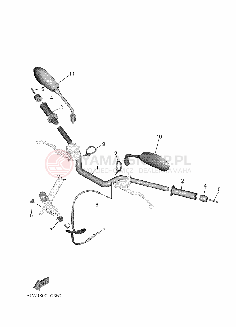 Schemat "Kierownica i osprzęt" do Yamaha MT-07 35KW