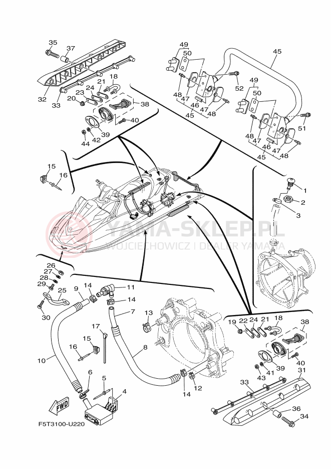 Schemat "HULL & DECK" do Yamaha VX