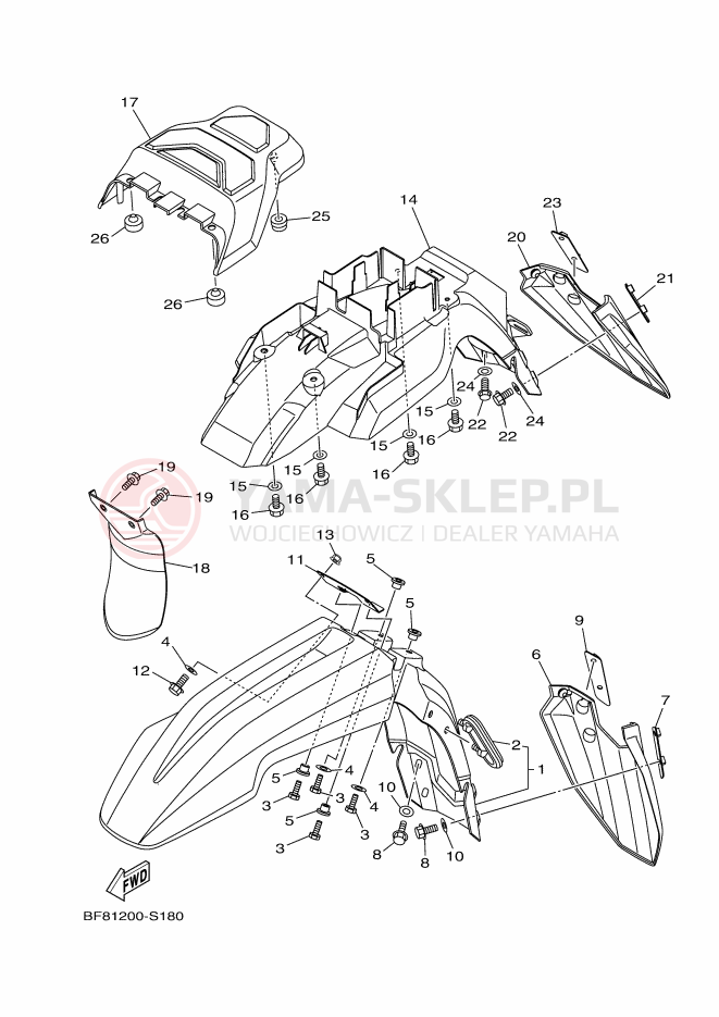 Schemat "błotnik" do Yamaha AG125